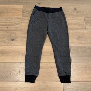 UNDER ARMOUR Gray Black Threadborne Fleece Loose Fit Cozy Jogger Sweatpant Small